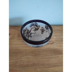 Lenox Midnight Blossom Crystal Bowl with Black Flowers